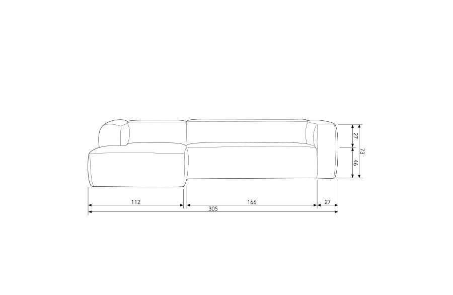 WOOOD Bean hjrnesofa, venstre - armygrnn skinnfiber/polyester