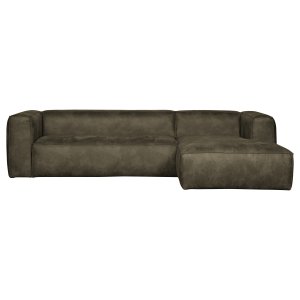 WOOOD Bean hjrnesofa, hjre - army grn lderfiber/polyester