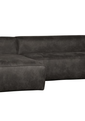WOOOD Bean hjrnesofa, venstre - svart skinnfiber/polyester
