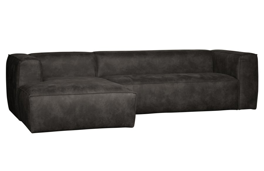 WOOOD Bean hjrnesofa, venstre - svart skinnfiber/polyester