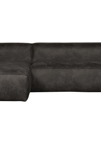 WOOOD Bean hjrnesofa, venstre - svart skinnfiber/polyester