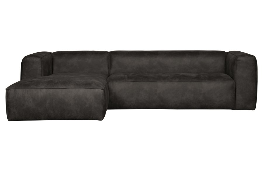 WOOOD Bean hjrnesofa, venstre - svart skinnfiber/polyester