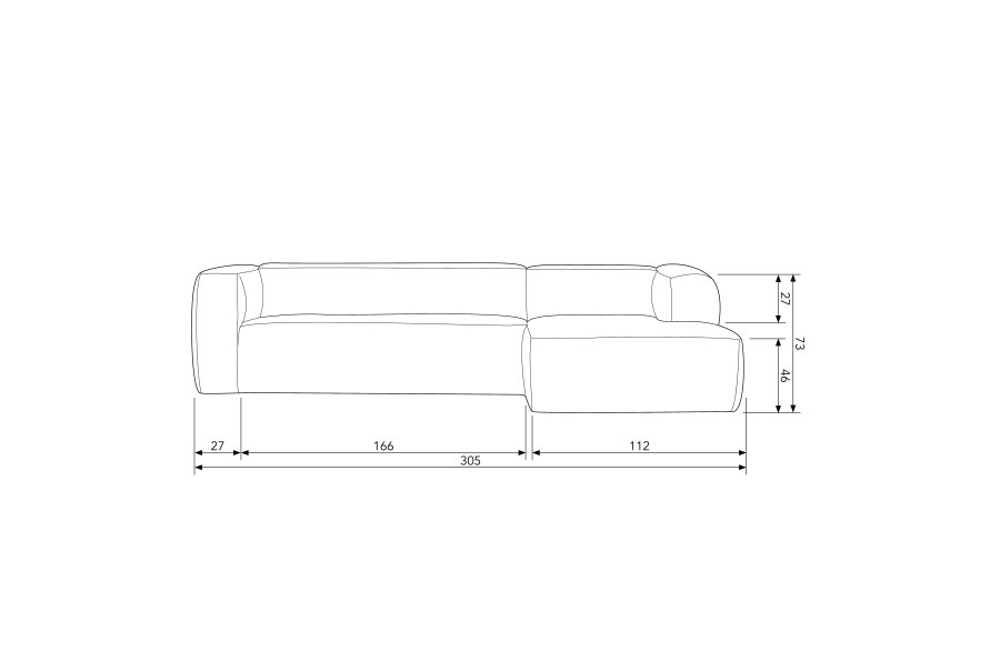 WOOOD Bean hjrnesofa, hyre - svart skinnfiber/polyester