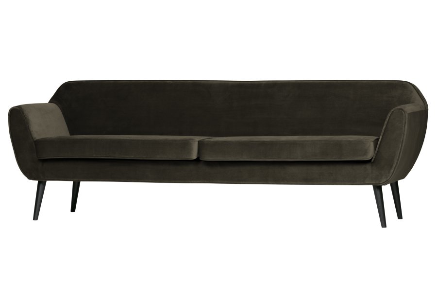 WOOOD Rocco XL sofa - varm grnn polyesterflyel og svart bketre
