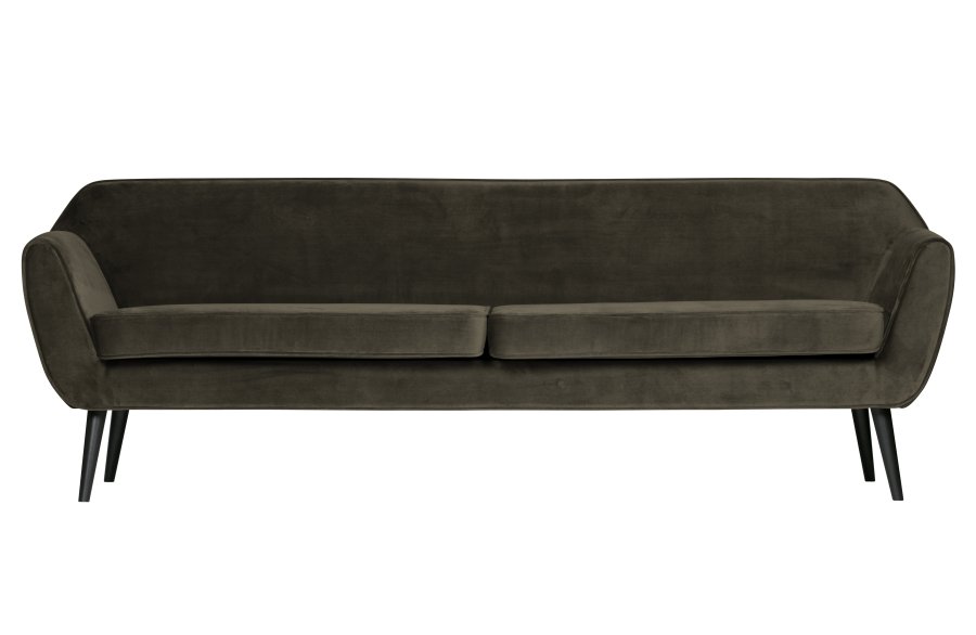 WOOOD Rocco XL sofa - varm grnn polyesterflyel og svart bketre