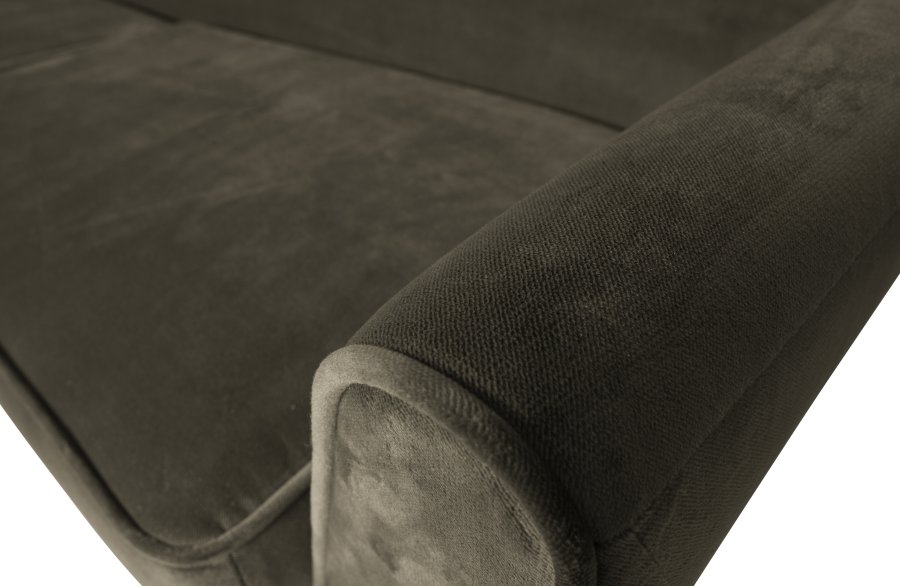 WOOOD Rocco XL sofa - varm grnn polyesterflyel og svart bketre