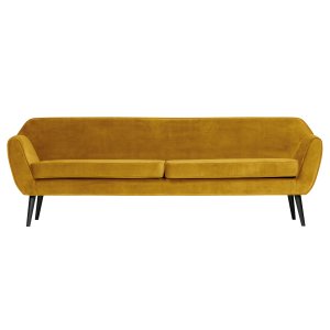 WOOOD Rocco XL sofa - okker polyester fljl og sort bgetr