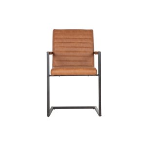 WOOOD Bas spisebordsstol, m. armln - vintage cognac PU og sort metal