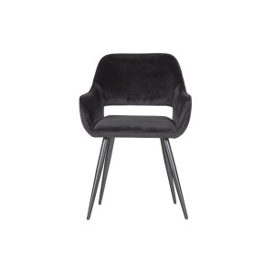 WOOOD Jelle spisebordsstol, m. armln - sort polyester fljl og sort stl