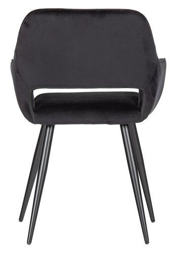 WOOOD Jelle spisebordstol, med armlener - svart polyesterflyel og sort stl