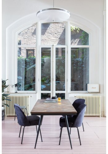 WOOOD Rhombic spisebord, rektangulrt - naturlig resirkulert teak og svart jern (180x90)