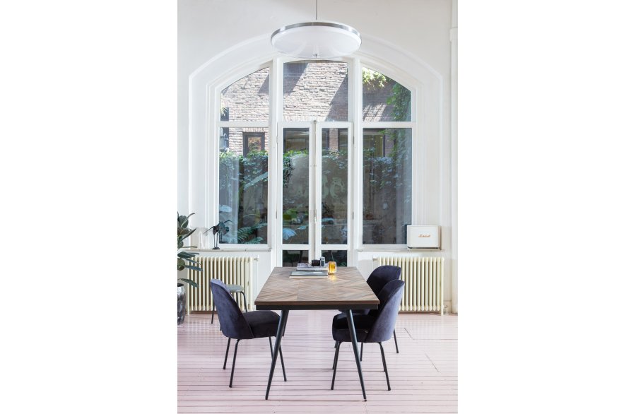 WOOOD Rhombic spisebord, rektangulrt - naturlig resirkulert teak og svart jern (180x90)