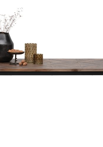 WOOOD Rhombic spisebord, rektangulrt - naturlig resirkulert teak og svart jern (180x90)