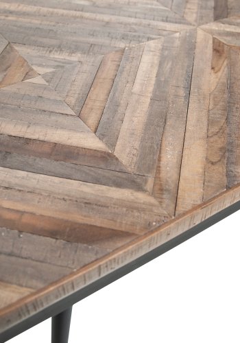 WOOOD Rhombic spisebord, rektangulrt - naturlig resirkulert teak og svart jern (180x90)