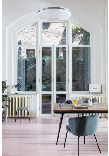 WOOOD Rhombic spisebord, rektangulrt - naturlig resirkulert teak og svart jern (220x90)