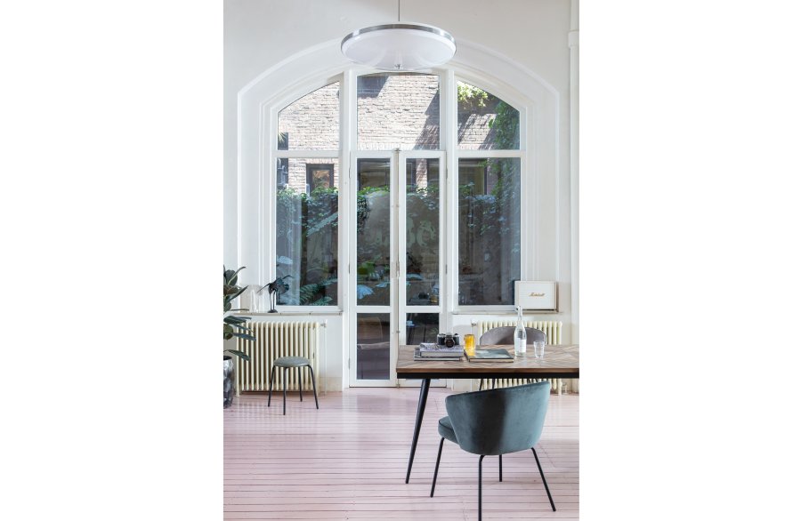 WOOOD Rhombic spisebord, rektangulrt - naturlig resirkulert teak og svart jern (220x90)