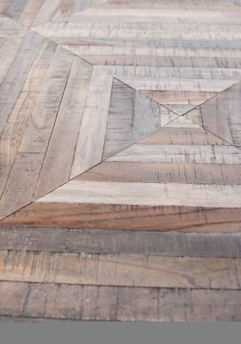 WOOOD Rhombic spisebord, rektangulrt - naturlig resirkulert teak og svart jern (220x90)