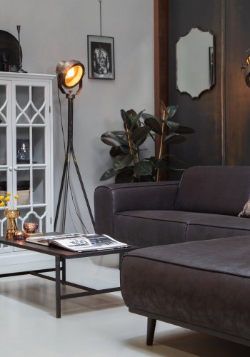 WOOOD Turn Around sidebord, vendbar bordplate - brun marmorlook/svart MDF og sort stl (50x44)