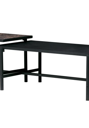 WOOOD Turn Around sidebord, vendbar bordplate - brun marmorlook/svart MDF og sort stl (50x44)