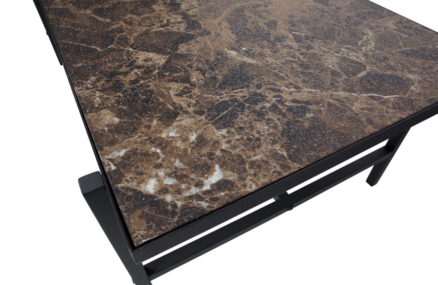 WOOOD Turn Around sidebord, vendbar bordplate - brun marmorlook/svart MDF og sort stl (50x44)