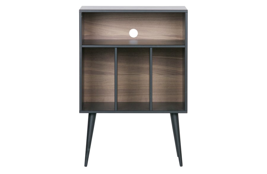 WOOOD EKSKLUSIV James musikkbokhylle, liten - svart furu- og valntttrykk (60x44)