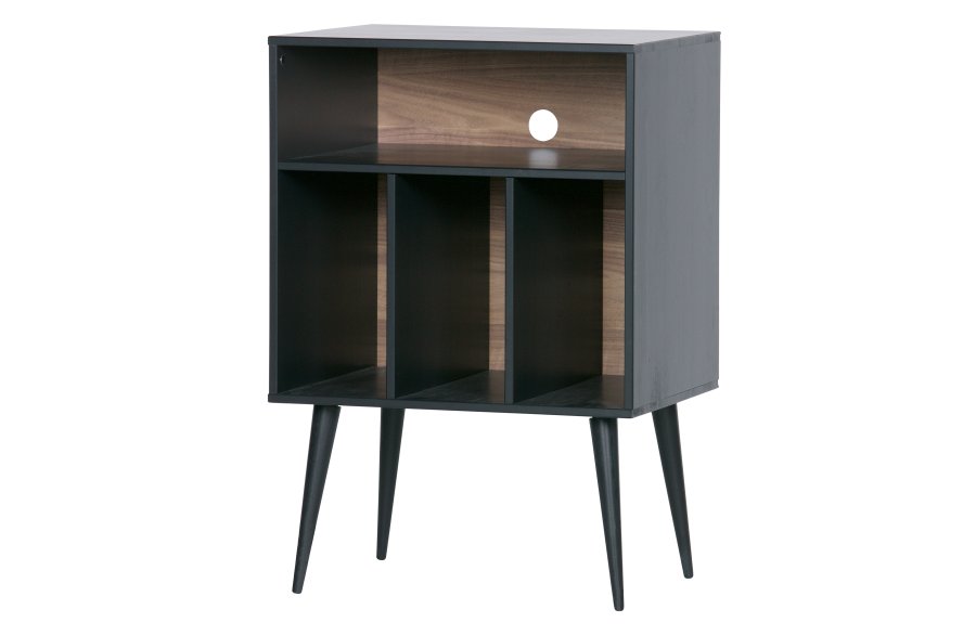 WOOOD EKSKLUSIV James musikkbokhylle, liten - svart furu- og valntttrykk (60x44)