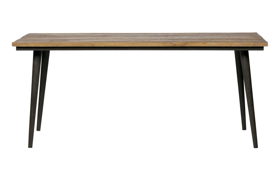 WOOOD Collection spisebord, rektangulrt - naturlig gjenvunnet almetre og rustsvart jern (220x90)