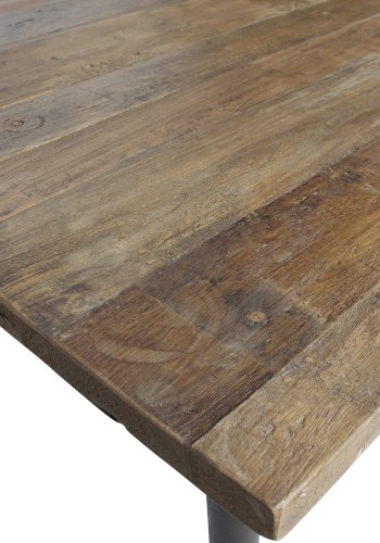 WOOOD Collection spisebord, rektangulrt - naturlig gjenvunnet almetre og rustsvart jern (220x90)