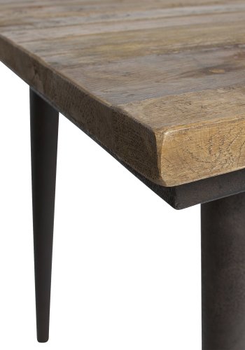 WOOOD Collection spisebord, rektangulrt - naturlig gjenvunnet almetre og rustsvart jern (220x90)