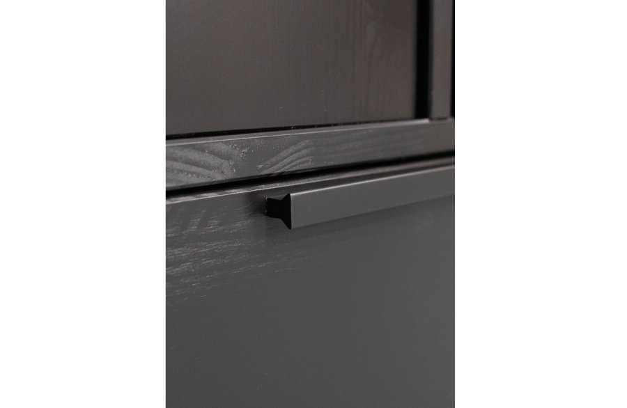 WOOOD Adam garderobe, m. 2 drer, 1 skuff, 4 hyller og 1 hengerstang - sort furu og stl