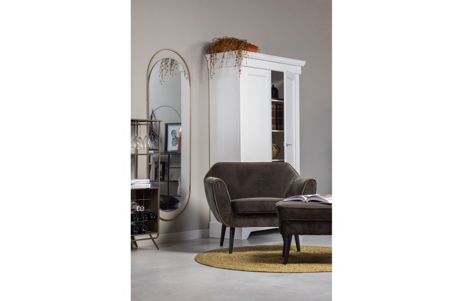 WOOOD Sanou veggspeil, XL, oval - speilglass og antikk messingjern (168x60)