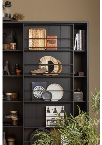 WOOOD EXCLUSIVE Swing skyvedrsskap, m. 9 rom og 2 skuffer - matt sort furu