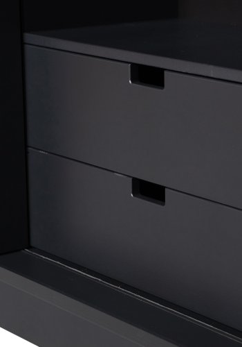 WOOOD EXCLUSIVE Swing skyvedrsskap, m. 9 rom og 2 skuffer - matt sort furu