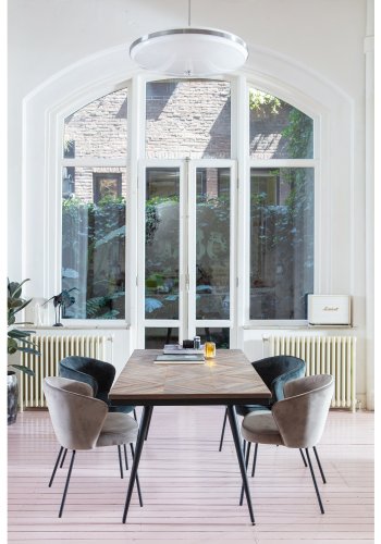 WOOOD Admit spisebordstol - khaki flyelspolyester og svart metall