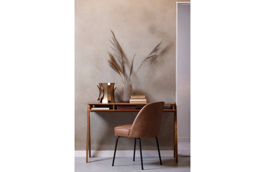 WOOOD Vogue spisebordstol - konjakkstoff og sort metall