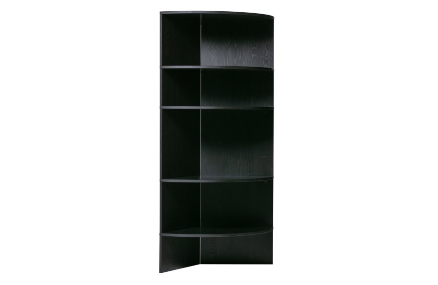 WOOOD EKSKLUSIVT Trian Tower bokhylle, halvrund - svart ask (100x76)