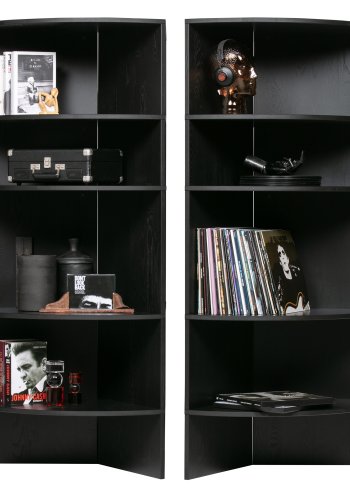 WOOOD EKSKLUSIVT Trian Tower bokhylle, halvrund - svart ask (100x76)