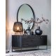 WOOOD Doutzen veggspeil, rundt - speilglass og sort stl (115)