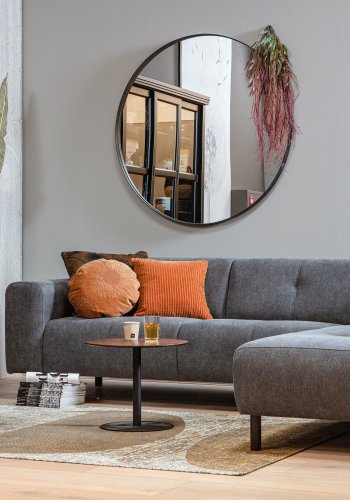 WOOOD Doutzen veggspeil, rundt - speilglass og sort stl (115)