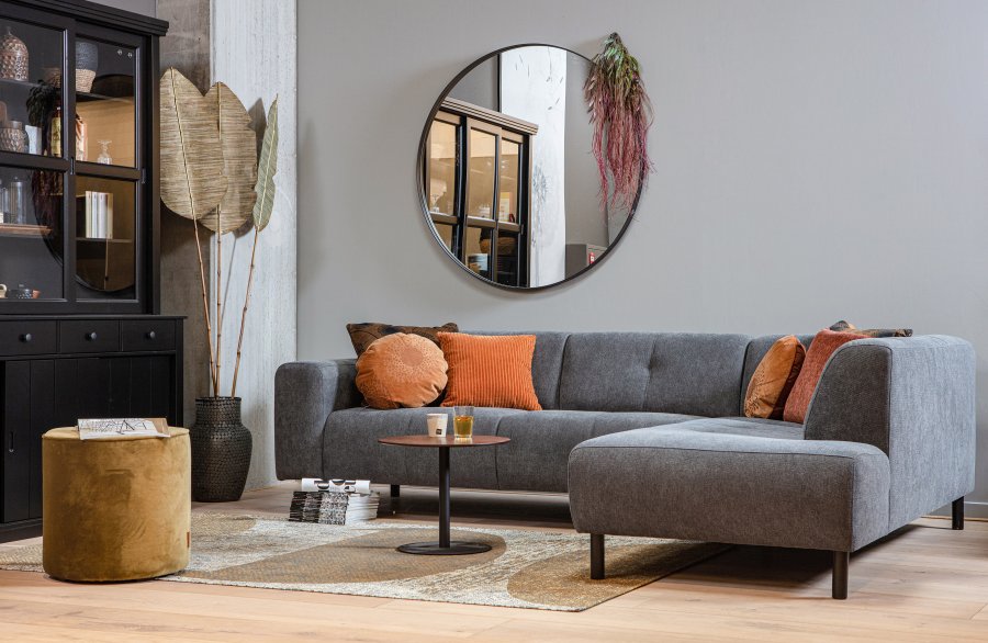 WOOOD Doutzen veggspeil, rundt - speilglass og sort stl (115)