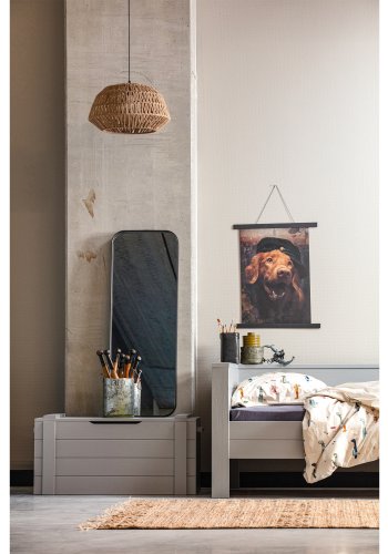 WOOOD EKSKLUSIVT Doutzen veggspeil, rektangulrt - speilglass og svart metall (110x40)