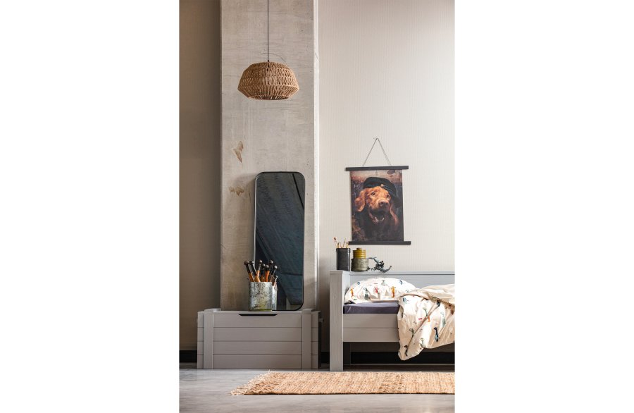 WOOOD EKSKLUSIVT Doutzen veggspeil, rektangulrt - speilglass og svart metall (110x40)