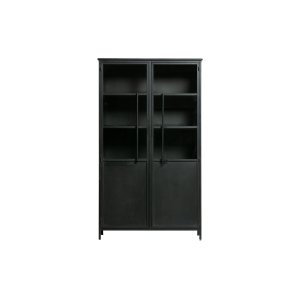 WOOOD Collection vitrineskap, m. 2 drer og 4 hyller - glass og sort jern