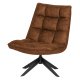 WOOOD Jouke svingstol - cognac imitert skinn og svart metall