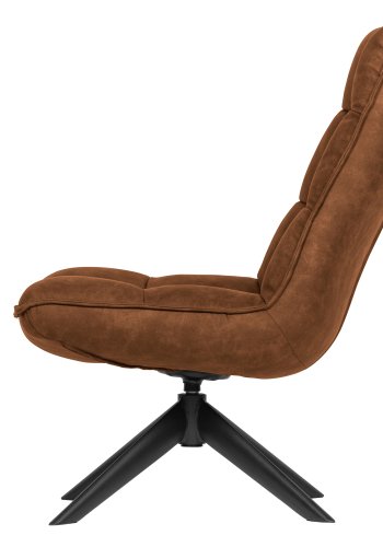 WOOOD Jouke svingstol - cognac imitert skinn og svart metall