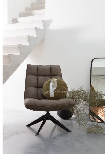 WOOOD Jouke svingstol - grnt imitert skinn og svart metall