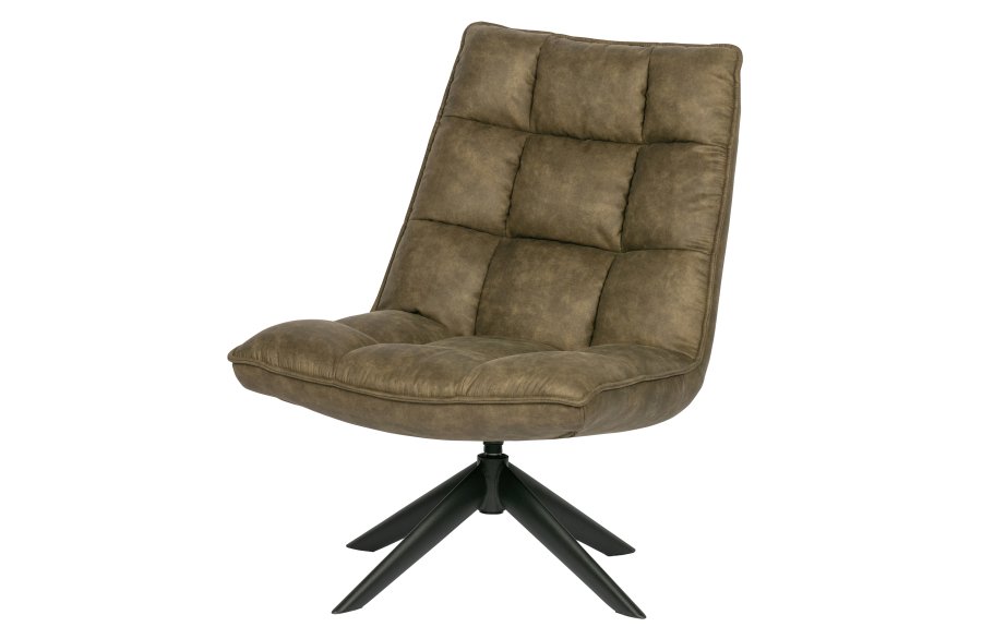 WOOOD Jouke svingstol - grnt imitert skinn og svart metall