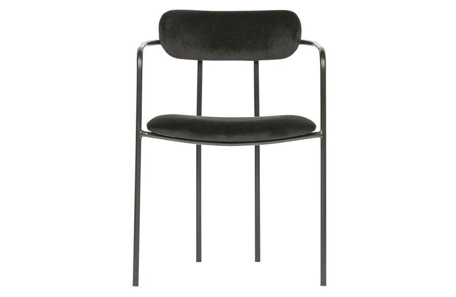 WOOOD EXCLUSIVE Ivy spisebordsstol, m. armlener, stabelbar - svart flyelspolyester og svart jern