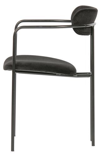 WOOOD EXCLUSIVE Ivy spisebordsstol, m. armlener, stabelbar - svart flyelspolyester og svart jern