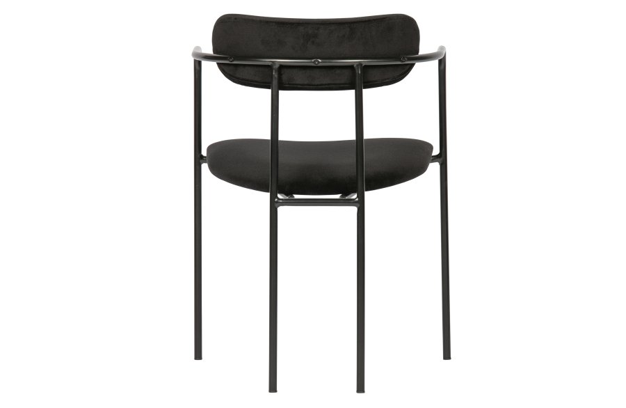 WOOOD EXCLUSIVE Ivy spisebordsstol, m. armlener, stabelbar - svart flyelspolyester og svart jern